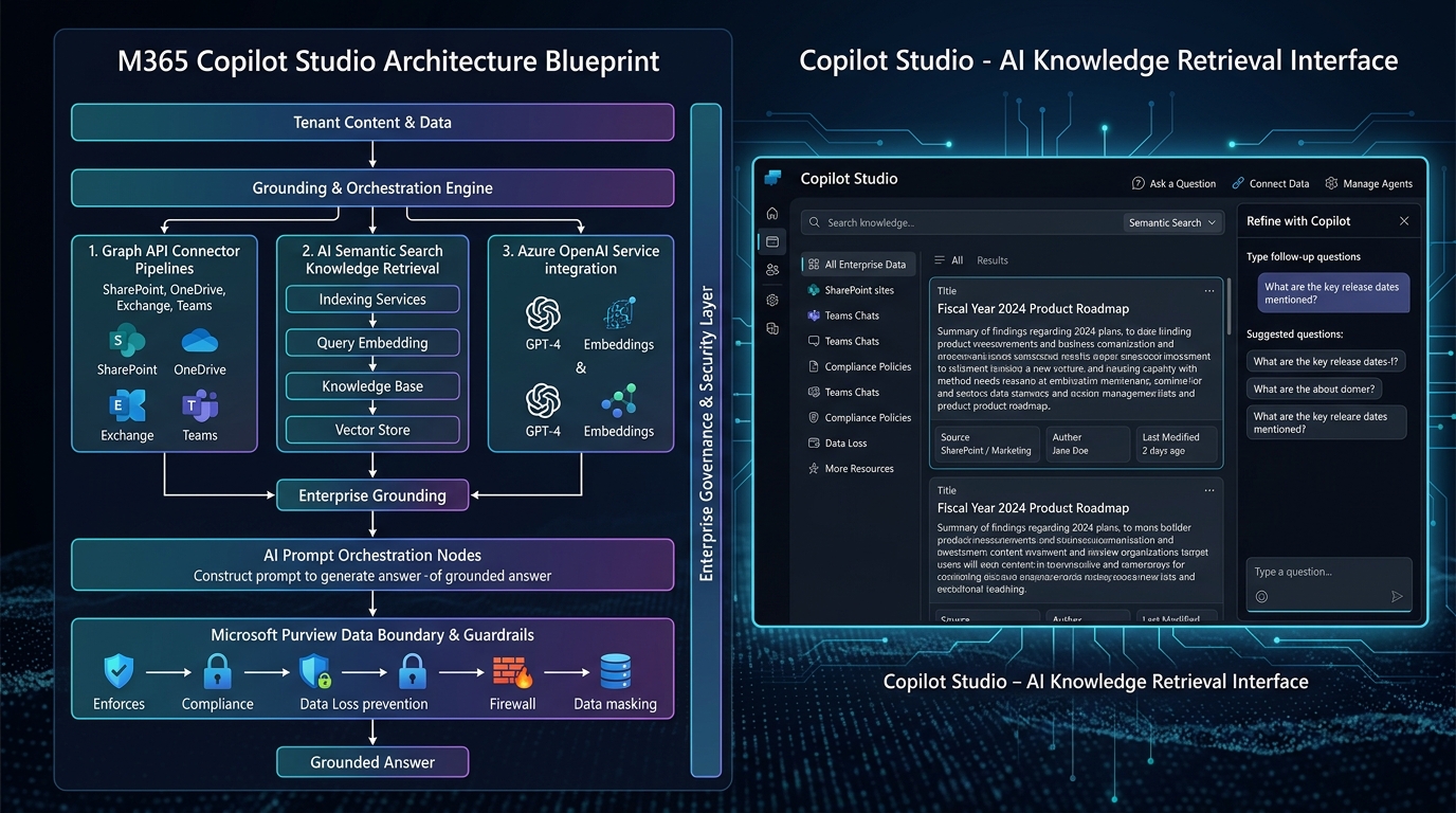 Microsoft 365 Copilot Studio Architecture Blueprint and AI Semantic Search Knowledge Retrieval